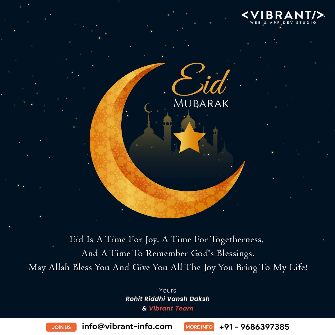 Eid Mubarak! ✨🌙

May your day be filled with joy and celebration. 

#EidMubarak #Eid2024 #EidCelebrations #JoyfulMoments #UnityInDiversity #VibrantInfo