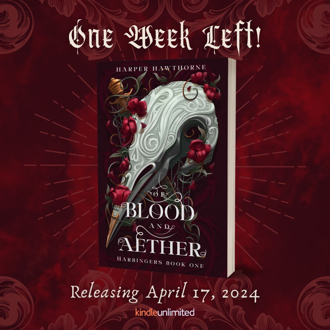 OF BLOOD & AETHER debuts in just one!! more!! week!! Excuse me while I go scream into a pillow. 🩸🗡️ a.co/d/cDnnyt1