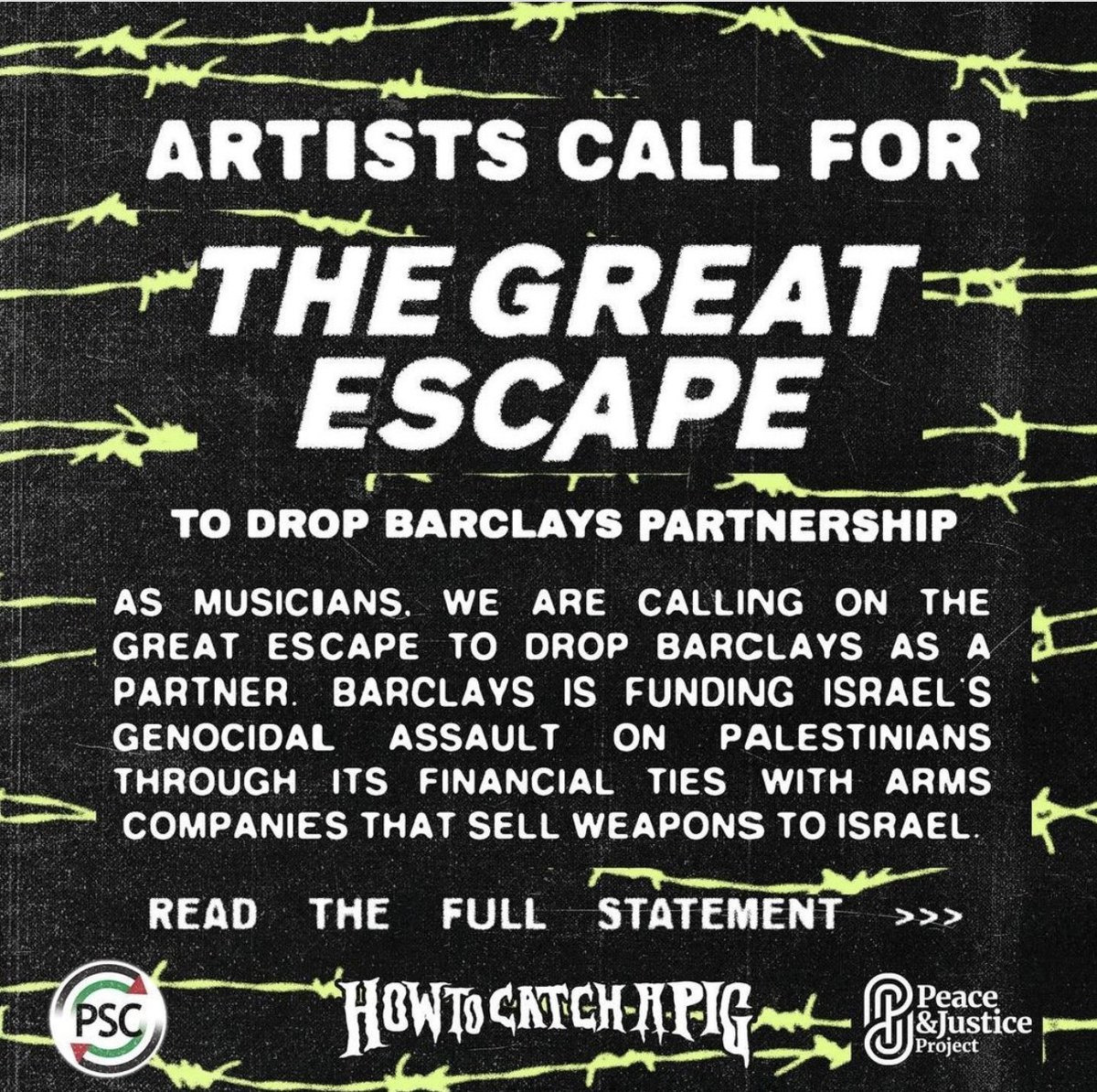 We've pulled our The Great Escape showcase with @ilovealcopop @OtherHalfUK @Orchardslive and @M_cramps & join the call for the festival to drop Barclays as a sponsor. Read on for more & if you're an artist who would like to sign the pledge, do so here - docs.google.com/forms/d/e/1FAI…