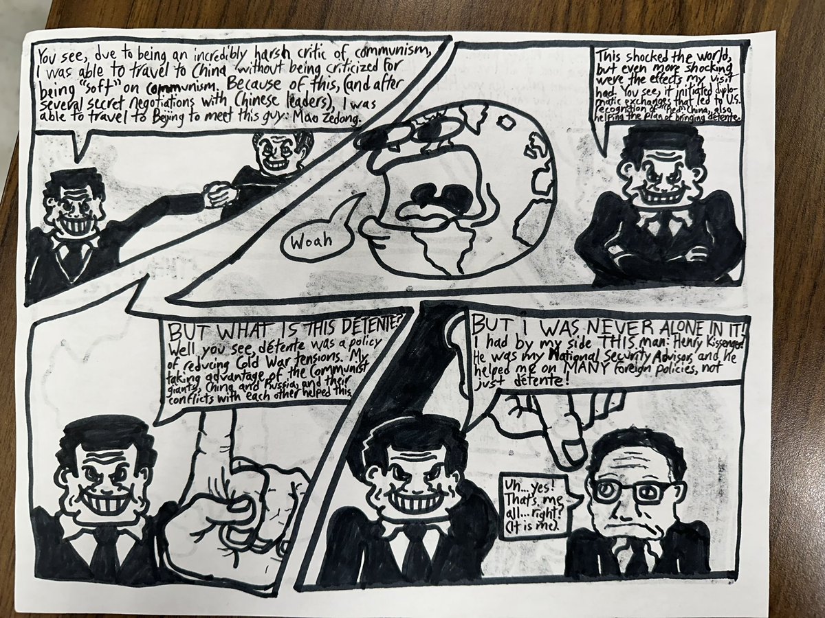DiGiHistory99's tweet photo. My APUSH students created comics about the Nixon administration! I have such talented, creative, humorous and overall awesome students! (See more examples in the thread 🧵) @boro_raiders https://t.co/QH9LWh7WOQ