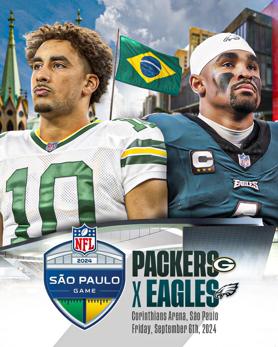 LOS PACKERS JUGARÁN EN BRASIL 🏈🟢🟡 Green Bay será el equipo que enfrente a Philadelphia el 6 de septiembre en Sao Paulo. #MundoNFL #GoPackGo #FlyEaglesFly