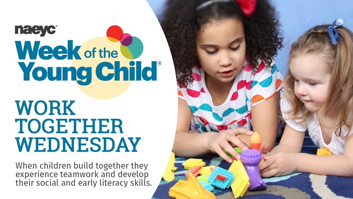 It's Work Together Wednesday! 🤝 Use teamwork and collaboration with this at-home activity using prop boxes. Check out these activity ideas for #WOYC24 ➡️ naeyc.org/our-work/famil…
