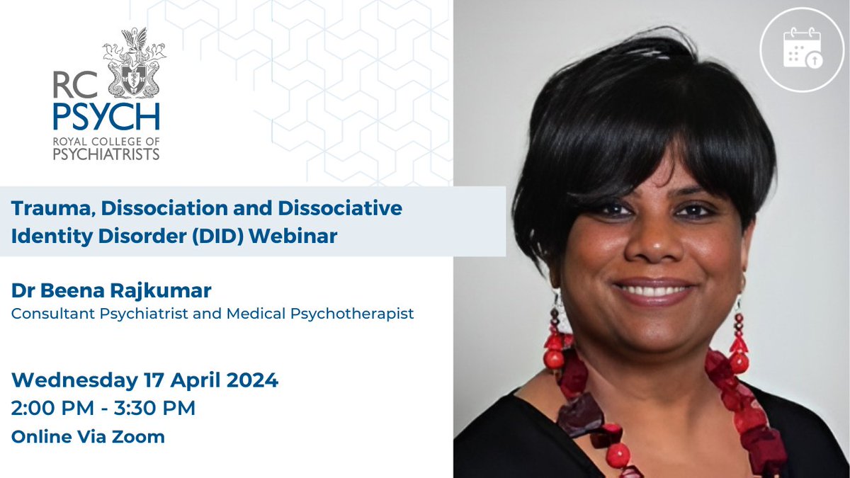 Dr Rajkumar's learning objectives for the webinar next week on Wednesday 17 April - Understanding the impact of trauma on one’s sense of self - Understanding the different forms of dissociation - Ways in which they can be managed Book now➡️bit.ly/4aHJvjV @DrShahidLatif