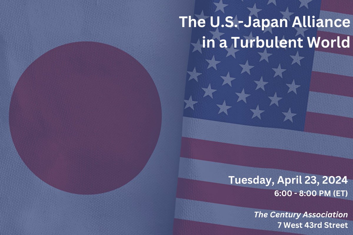 Join us April 23 @ 6pm ET for an in-person program, 'The U.S.-Japan Alliance in a Turbulent World,' featuring @kenj0126 and @SheilaSmithCFR and moderated by @suea_thornton. More information and registration here: ncafp.org/event/the-us-j…