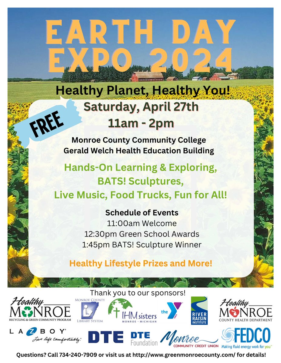 ProgramCoordin3's tweet image. We hope you can join us at this amazing, family-friendly event to celebrate #EarthDay2024 in our community! 🌎

#monroemi #monroecounty #environment