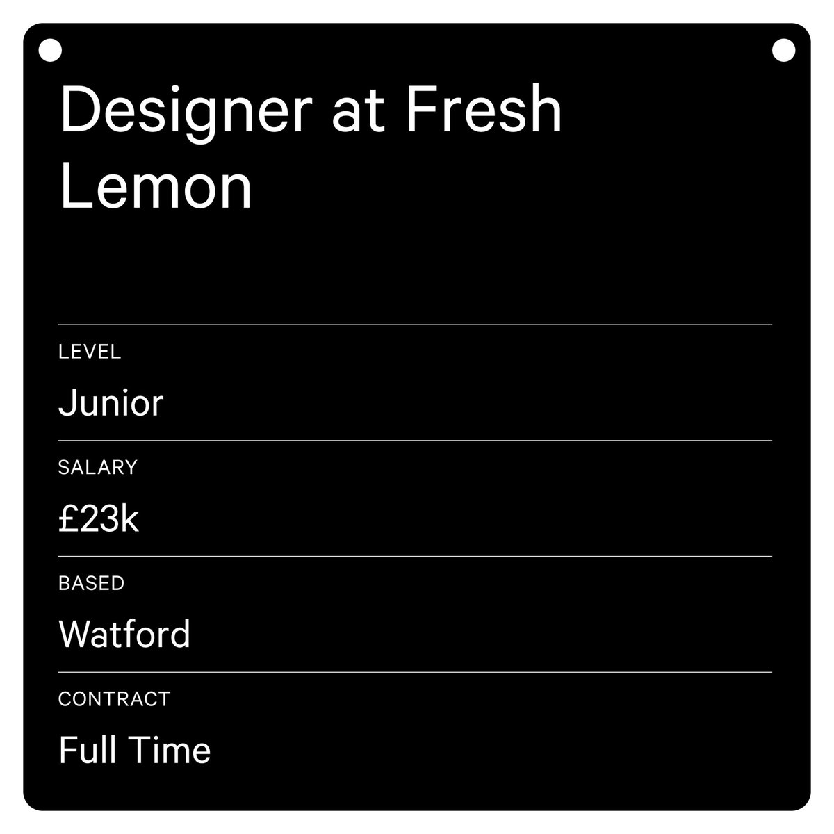 Fresh Lemon is a design and branding agency working with market-leading companies. They are looking for a talented and passionate junior designer with up to 1 year’s experience Head to our listings to read further and apply.