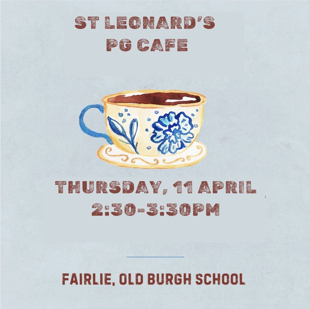 Join us tomorrow for PG Cafe, we'll be in the Fairlie Social Area of the Old Burgh School from 2.30-3.30pm. Tea/coffee/biscuits provided!