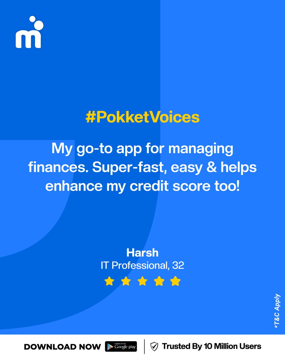 This week's #PokketVoices features Harsh, an IT Professional who refused to let mounting expenses hamper his finances & credit score. With mPokket by his side, he was made his financial goals a reality with zero worries😊

#SmartFinance #CustomerTestimonial #InstantMoney #Fintech