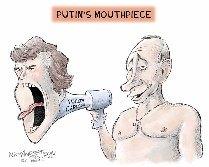 Tucker Carlson: 'America does not exist to protect and stand up for the citizens of other nations.' Except for Russia, right? You & the GOP will do anything to stand up for Putin & Russian citizens, right?🤡 #ProudBlue #GOPTraitorsToDemocracy #VoteBlue2024ProtectDemocracy