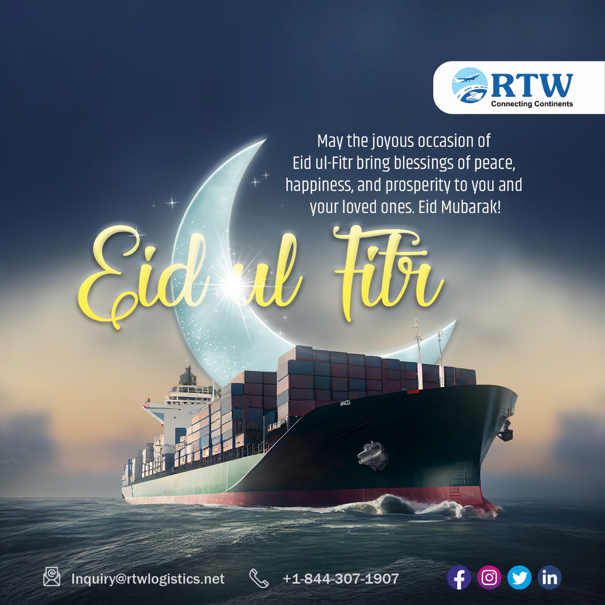 May the blessings of Eid Al-Fitr bring joy, peace, and prosperity to you and your loved ones. 

Wishing you a happy and blessed Eid filled with love and laughter!

#RTW #EidMubarak 🌙✨'