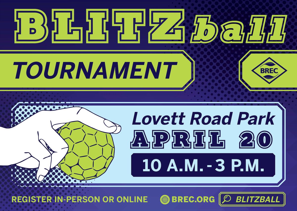 🏆⚾️ Swing for the fences at our Blitzball Tournament on April 20 at Lovett Road Park! 💥 Whether you're a seasoned player or new to the game, Blitzball promises a day of friendly competition. Sign up now! 📣 brec.org/calendar/detai…