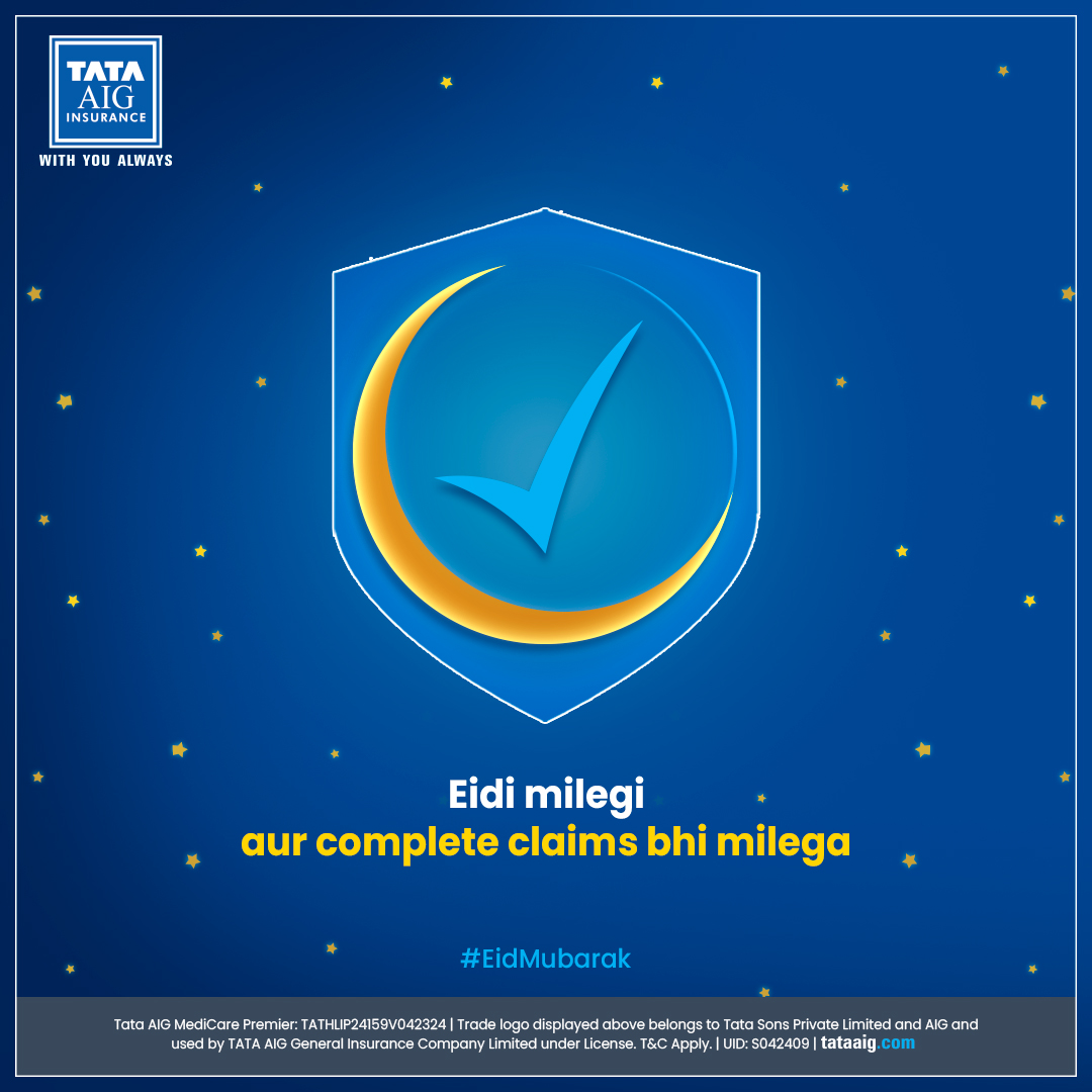 TATAAIGIndia's tweet photo. Expect the chand to appear today. Eid Mubarak!๐
T&C Apply*
#TATAAIG #TrustedNameCompleteClaim #TrustedNaamFantasticKaam #Eid #EidMubarak #CompleteClaims #ExpectTheExpected https://t.co/fTBbg3QXaD