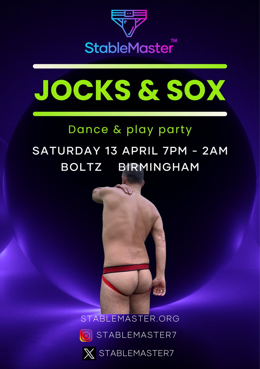 You still have 3 days to get tickets to our Jocks&Sox club night at @BirminghamBoltz So far 70 lads signed up for a night of horny dance & play