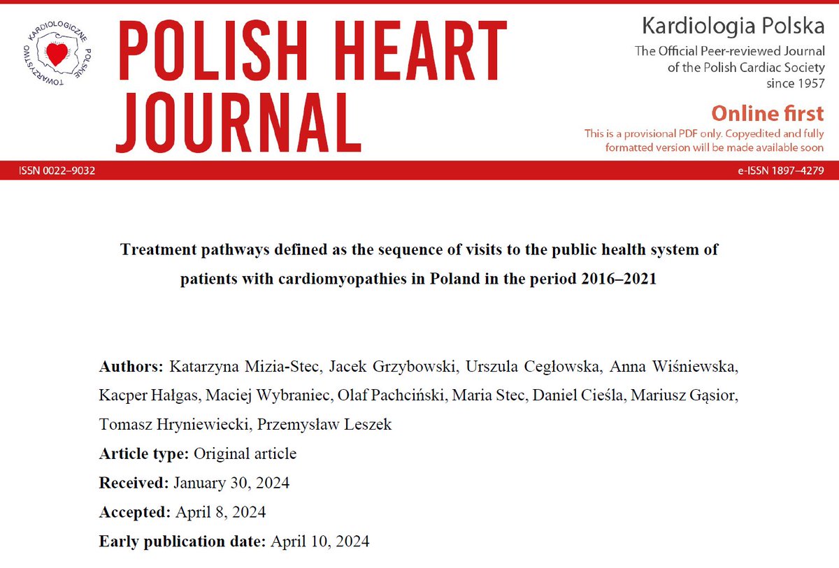 Editors' Insights: #Treatment pathways defined as the sequence of visits to the public health system of patients with #cardiomyopathies in Poland in the period 2016–2021. tiny.pl/dr94j #PolishHeartJournal #CardioTwitter #HeartNews #Cardiology @UCeglowska @WybraniecMW