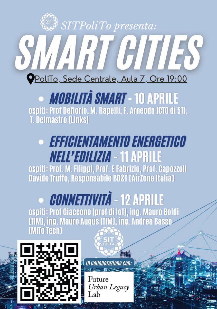 SITPoliTo presenta: Smart Cities 10-11-12 Aprile 2024 Aula 7, Politecnico di Torino, corso Duca degli Abruzzi 24, Torino Scopri il programma completo: full.polito.it/agenda/incontr…
