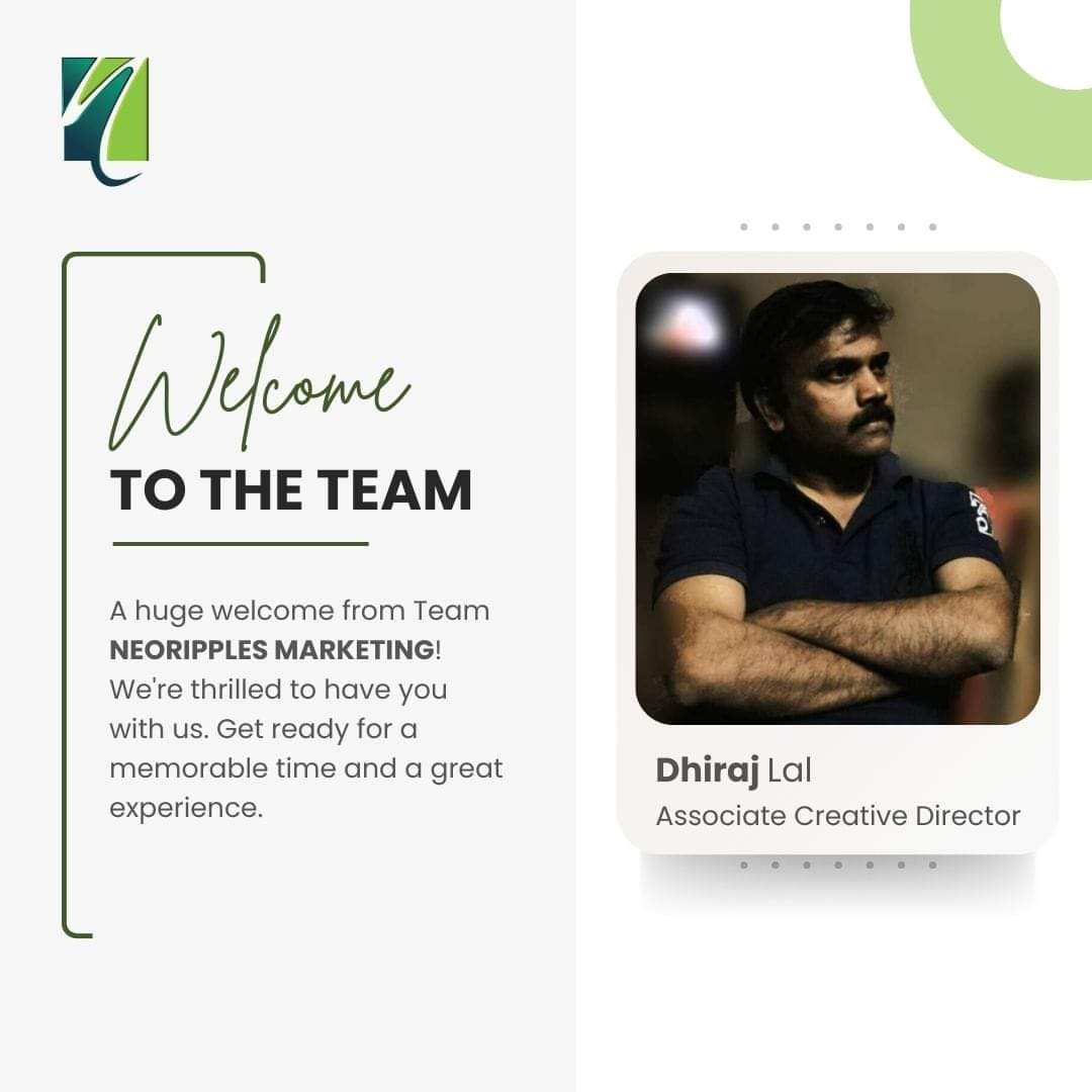 Welcome aboard, Dhiraj Lal 😃! 
We're thrilled to have you join our team. 
Your expertise and enthusiasm are sure to make a significant impact here. 
Together, let's embark on this journey of growth and success 🥳.

#NeoRipples #welcometotheteam #welcomeaboard