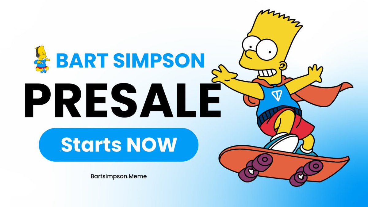 🛹🎉 Grab your skateboards and donuts, 'cause the Bart Simpson Presale is rolling out NOW! 

Check it out at tonraffles.app/jetton/fairlau… and join the ride with Springfield's favorite troublemaker. 

🌟 Don't have a cow, man—just join the fun! 🐄✌️ #BartSimpson #Fairlaunch #crypto