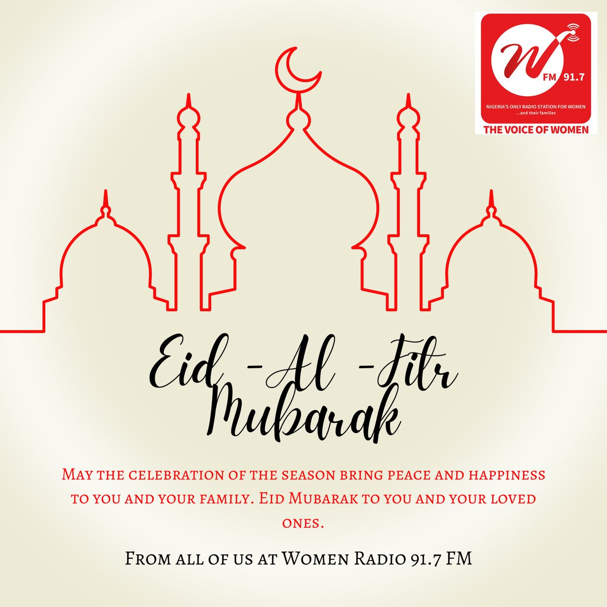 Eid-Al-Fitr Mubarak to all our friends and followers celebrating from all of us at Women Radio 91.7FM 🌙 #EidMubarak #EidAlFitr #Blessings #WFM917