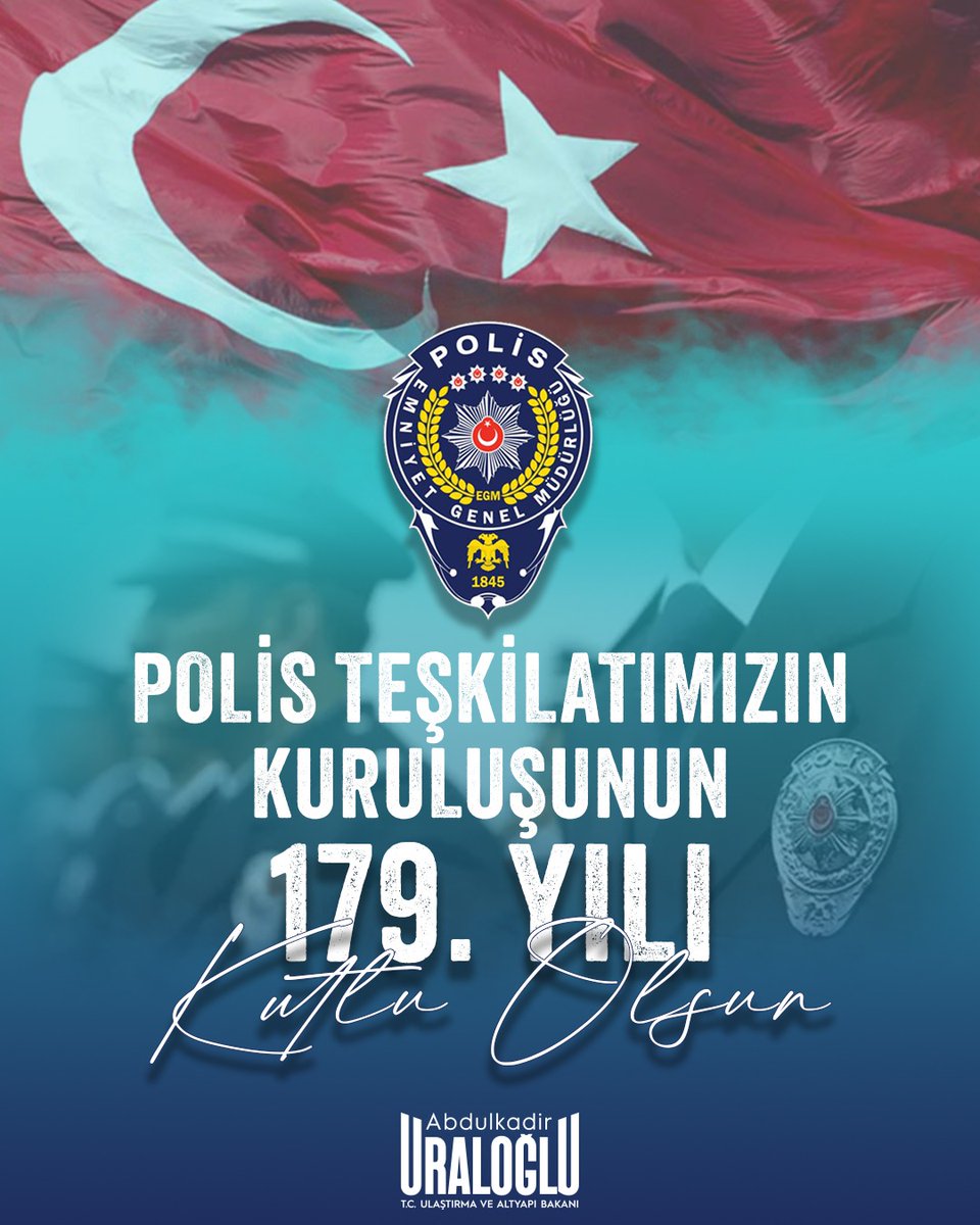 179 yıldır ülkemizin ve aziz milletimizin huzuru, güvenliği için fedakârca her koşulda görev yapan Türk Polis Teşkilatı'mızın kuruluş yıl dönümü kutlu olsun. 🚔👮‍♂️🇹🇷