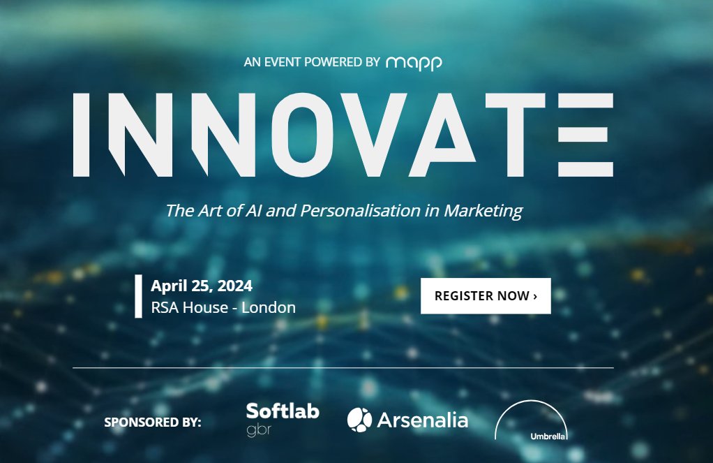 📢 Save the Date: 25th April, 1pm! We’re thrilled to invite you to Mapp Innovate, a dynamic half-day event spotlighting the power of #AI and personalisation in driving business growth and outstanding customer experiences. Register here 👉 mapp.com/event/mapp-inn…