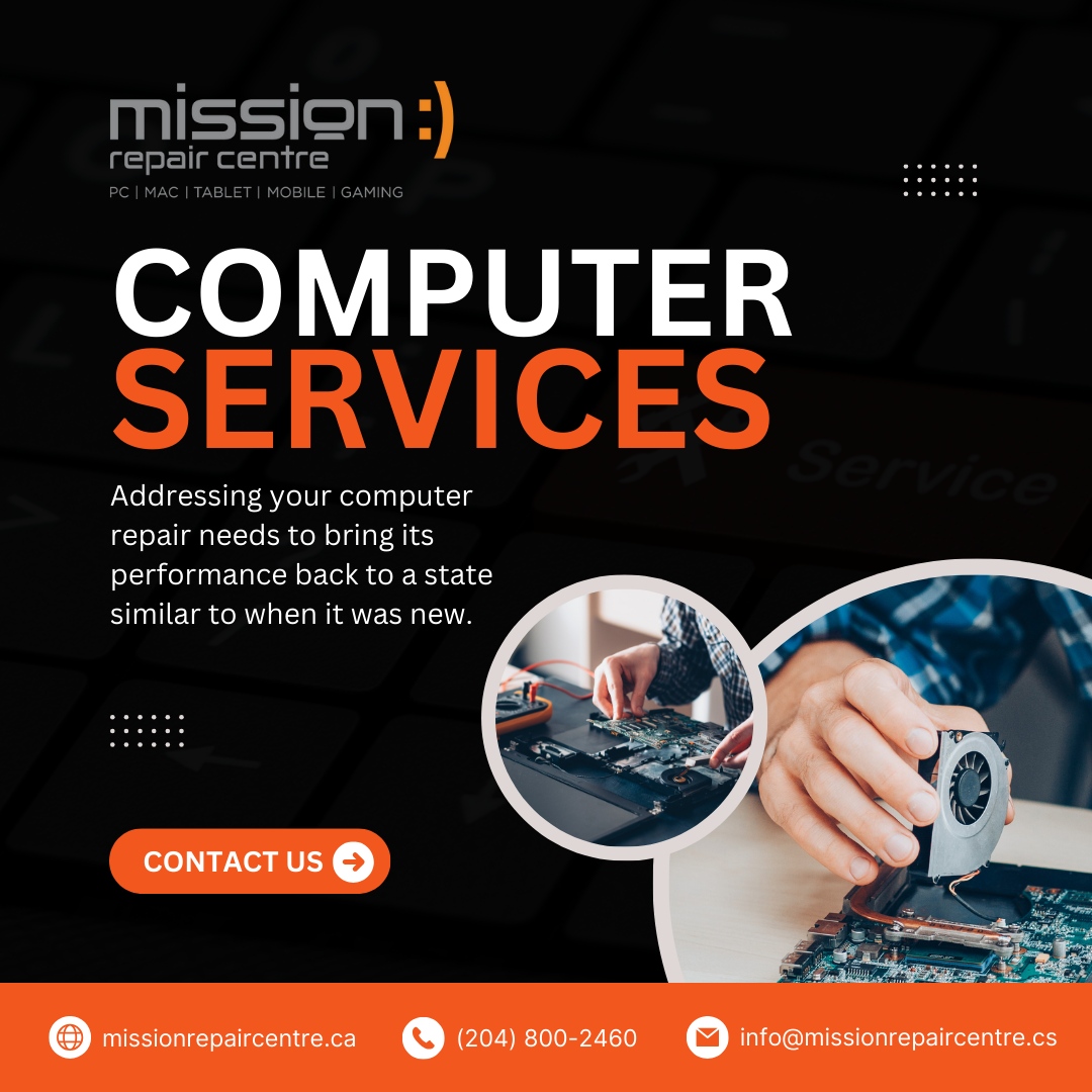 Addressing your computer repair needs to bring its performance back to a state similar to when it was new. 

Let us help you today! 💻🛠️

🌐missionrepaircentre.ca
✉info@missionrepaircentre.ca
📞2048002460

#MissionRepair #MobileRepair #LaptopRepair #ComputerRepair