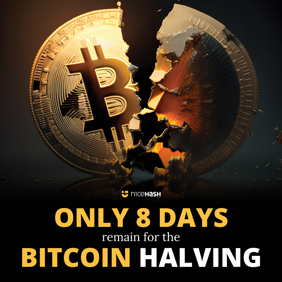 Only 8 days are left until #Bitcoin halves!!  This is the moment to #mine all the blocks you possibly can before the rewards drop to 3.125 $BTC!  Luckily NiceHash created #EasyMining, the ultimate solution for making mining fast, effective, and EASY!  Mine while you can!