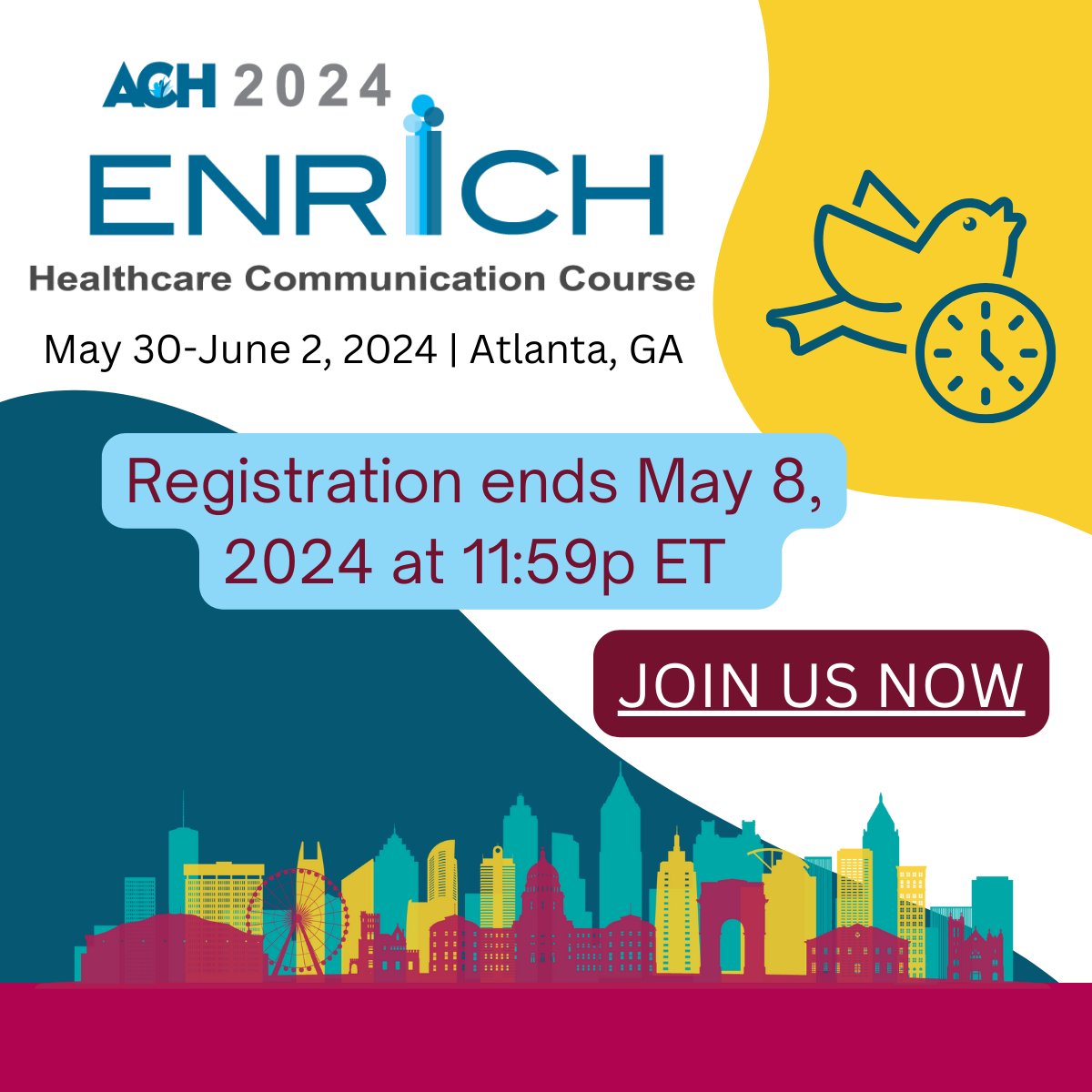 ACHonline's tweet image. One month left to register for #ENRICH2024! Overall, ENRICH aims to empower healthcare professionals by providing valuable insights, resources, and support to drive positive change in their communities. Don't miss this opportunity &amp;amp; register today! achonline.org/ENRICH2024