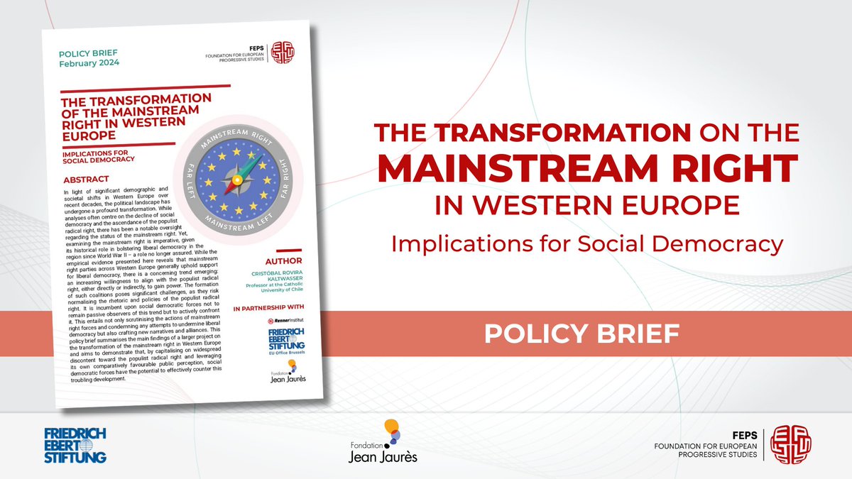 🔴The challenge to democracy is not just the far-right but some centre-right parties allying w/them, normalising their exclusionary discourse📢 Read more in the policy brief of the study ‘The transformation of the mainstream right in Western Europe'! ➡️bit.ly/Transformation…
