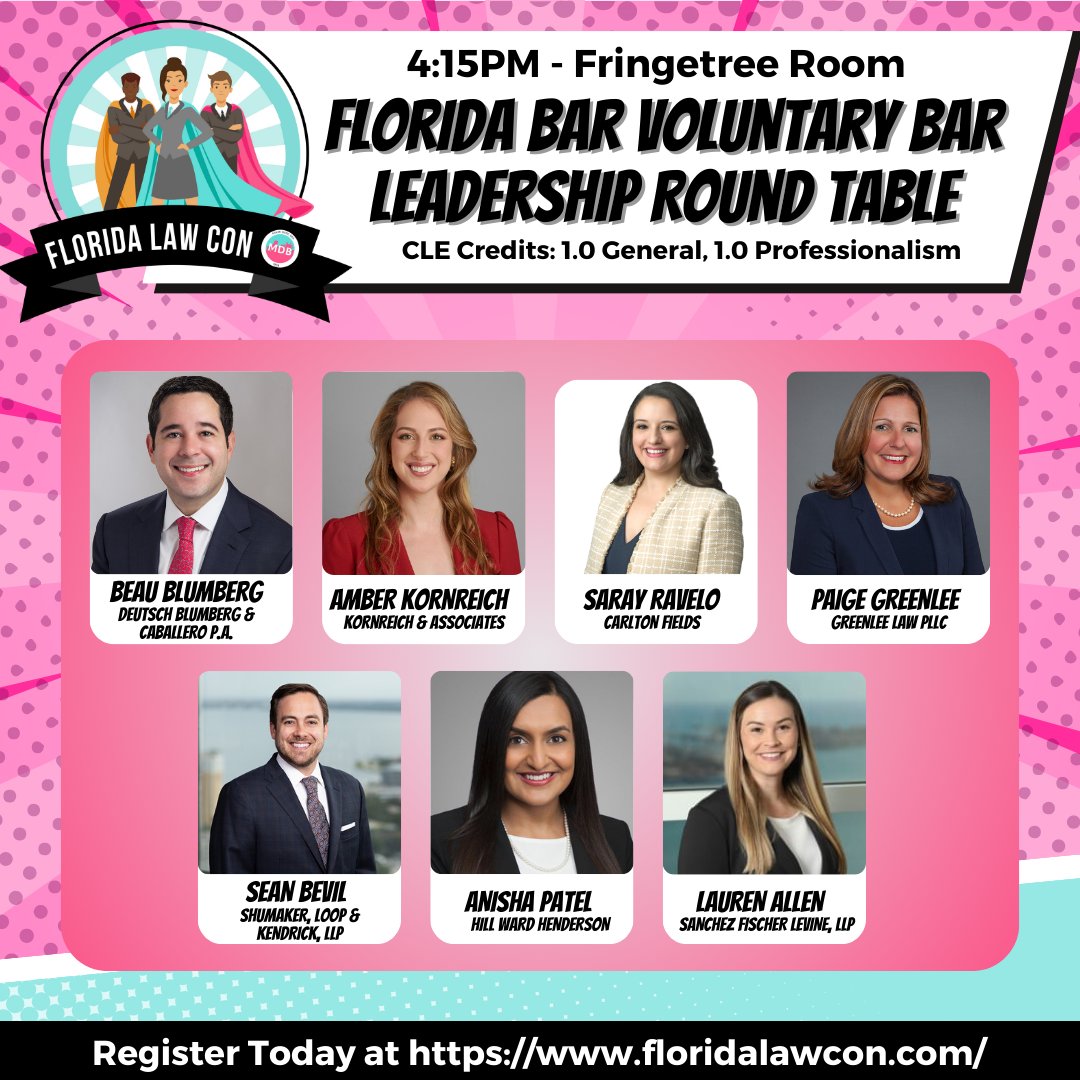 We’ll see you at Miami Dade Bar’s Florida Law Con, where Carlton Fields’ Saray Ravelo will speak on a panel discussing voluntary bar associations across Florida, and how to get involved. Learn more or register: floridalawcon.com