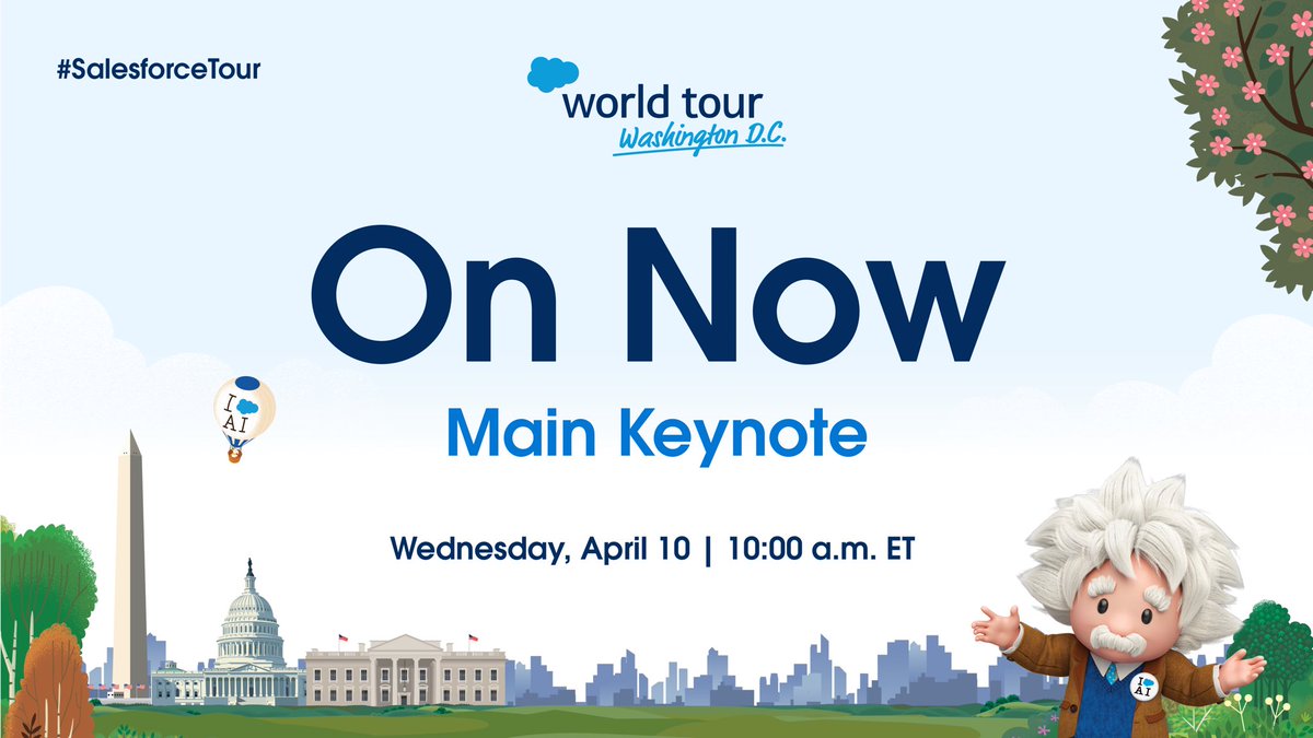 🔴LIVE: #SalesforceTour D.C. Tune in to the main keynote to learn how the #1 AI CRM can save you time, cut costs, and solve your most pressing business challenges. ● Discover how Einstein AI and Data Cloud can help you automate processes 27% faster and increase digital revenue…