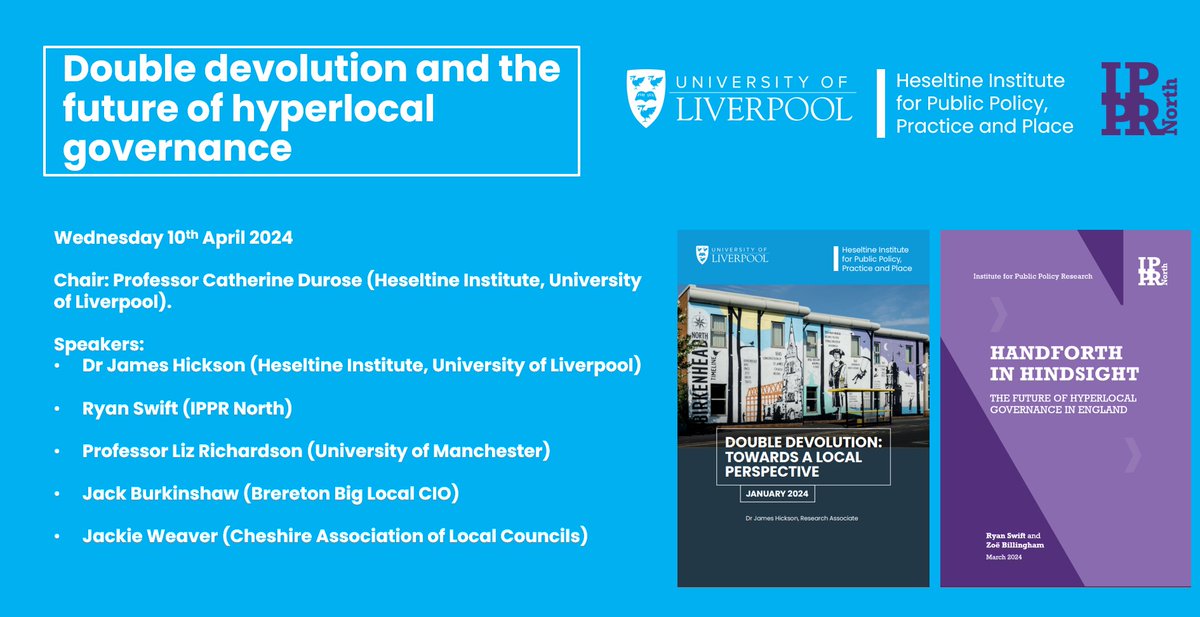 Thanks to all who attended today's webinar on 'Double devolution and the future of hyperlocal governance'. It was an incredibly rich discussion highlighting the importance of equity, transparency, and inclusivity in local policy and decision making.