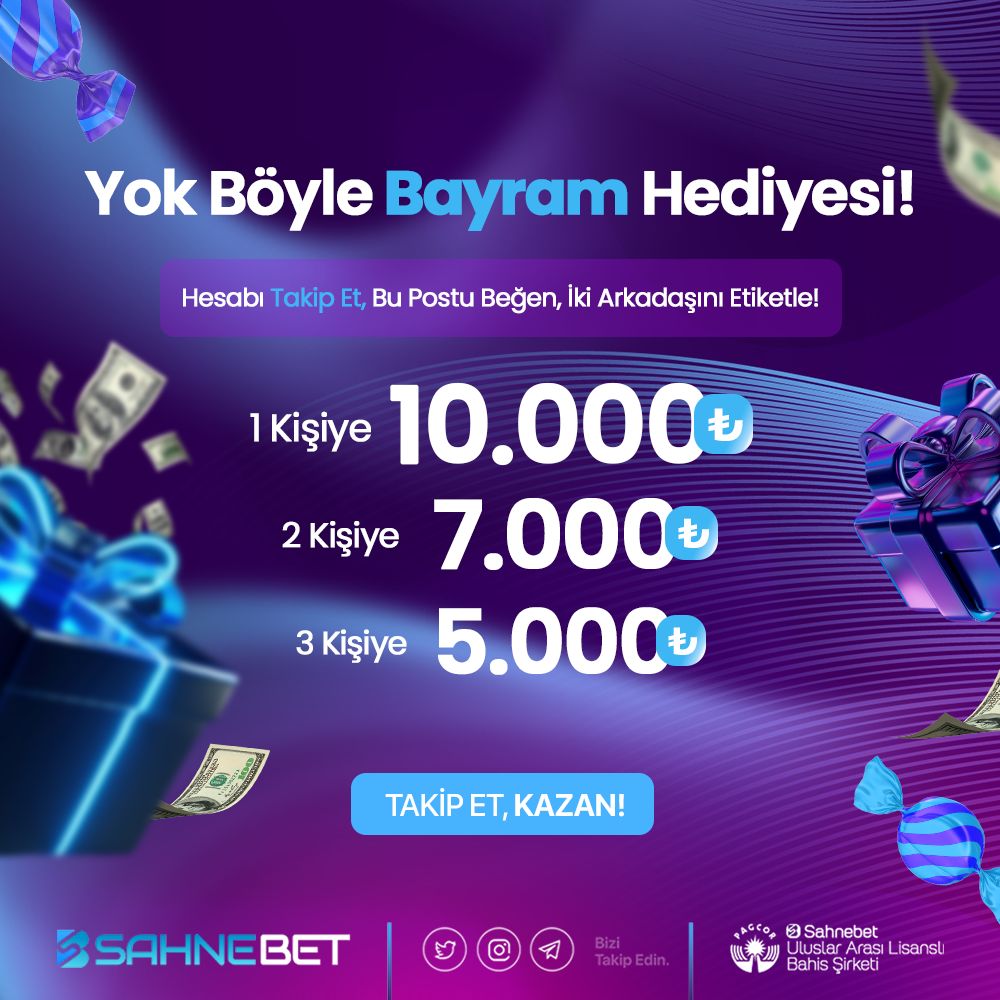 🥳 BAYRAM HEDİYENİZ BİZDEN 

👉Bu Twiti beğen
👉Hesabımızı takip et 
👉Yorumlara iki arkadaşını etiketle 

✅️Çekilişe katıl!

1 kişiye 10.000 TL
2 kişiye 7.000 TL
3 kişiye 5.000 TL

🤩 #sahnebet kazandırmaya devam edecek!

#bayram #çekiliş  #bayramhediyesi #RamazanBayram