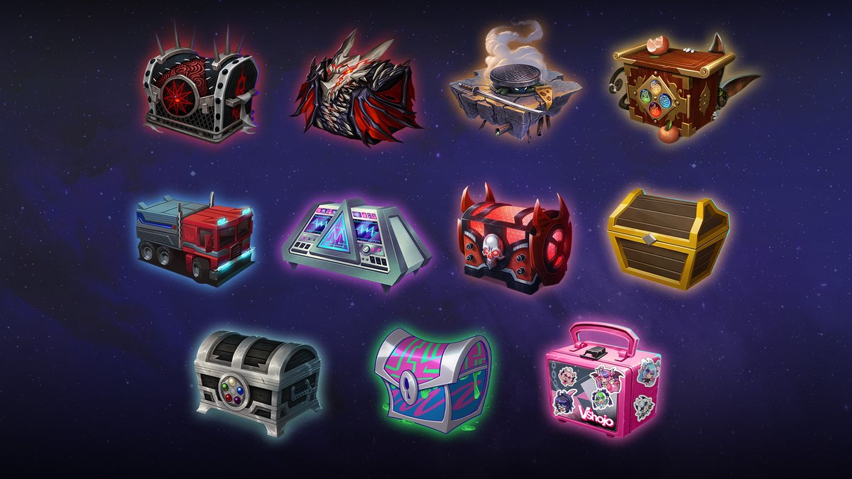 It's a crossover craze on the Battleground!

Chests from all our past crossovers are now available in game for a limited time! Pick one up today and rep your favorite characters across the queues!