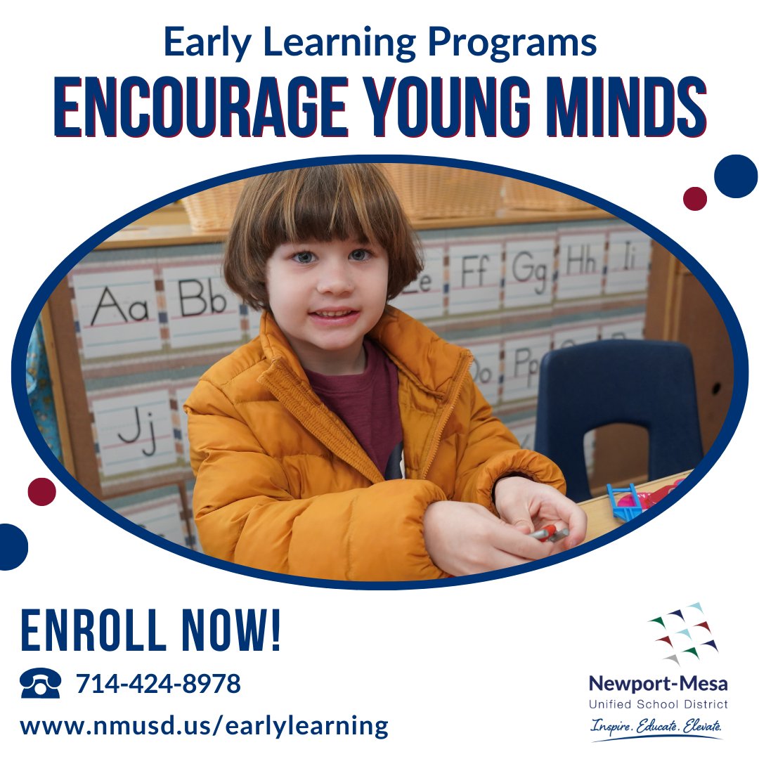 Looking for an amazing program for your 3 or 4-year-old? #NMUSD's Early Learning Programs empower young minds to explore, dream, and discover the world! Learn more at nmusd.us/earlylearning #InspireEducateElevate
