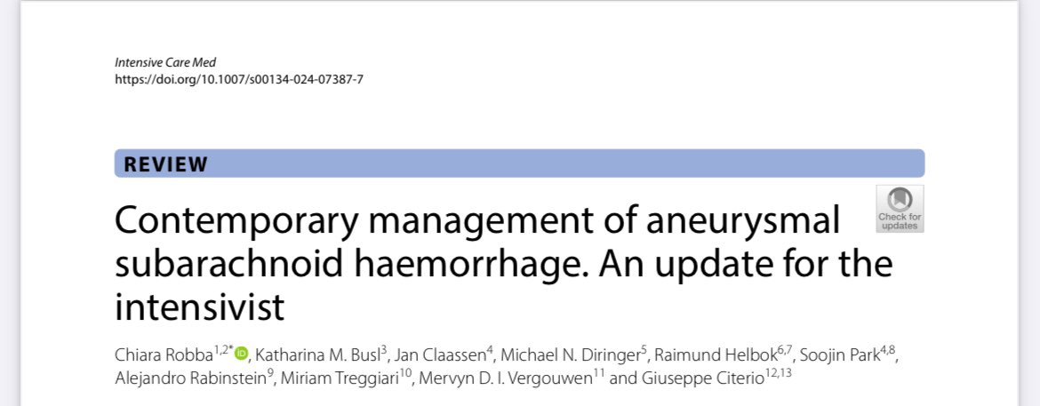 Management of SAH: an update for the intensivist bit.ly/3VSmCG8