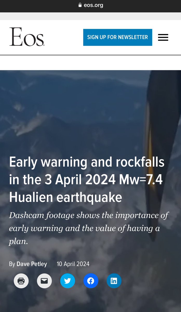 Via landslide scientist @davepetley who makes vital points in his blog post about what this Taiwan earthquake video reveals related to early warning systems, the availability of shelter, and responsiveness. Wow. eos.org/thelandslidebl… #emg