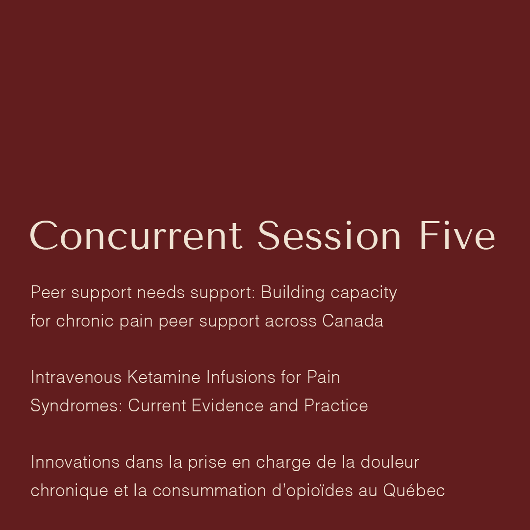 Explore the wide array of subjects highlighted in Concurrent Session Five as outlined in our detailed conference schedule. ⨠ canadianpainsociety.ca/annualmeeting⁠ ⁠ ⁠⁠#CanadianPain24 #CanadianPainSociety #annualscientificmeeting