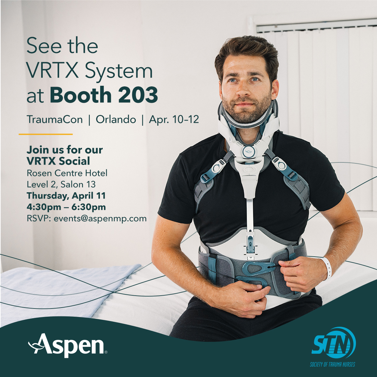 Come stop by booth 203 at STN to learn more about the VRTX System’s transformative impact on patient outcomes and efficiencies in the hospital. You can also dive deeper into its capabilities at our VRTX Social. Please RSVP to events@aspenmp.com to reserve your spot.