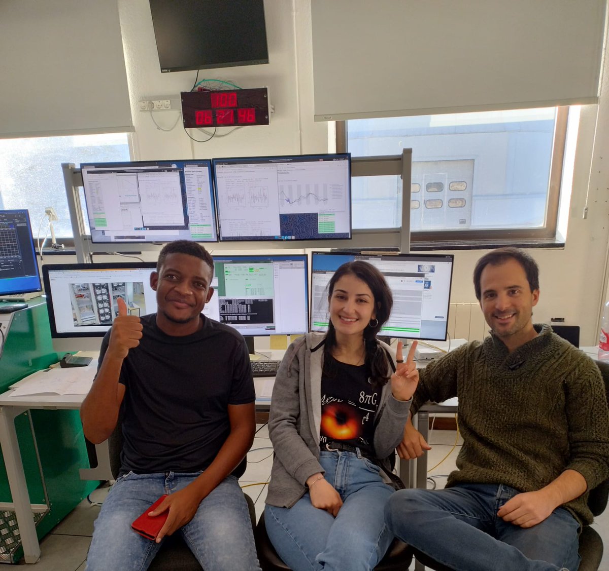 Radboud Astrophysics (@ruastro) on Twitter photo Today <a href="/ehtelescope/">Event Horizon 'Scope</a> member Lott from <a href="/unam_na/">#MyUNAM</a>, Noemi from <a href="/Radboud_Uni/">Radboud University</a> and Pablo from IRAM are observing at the 30 Meter Telescope on Pico Veleta.
Happy black hole day! Today <a href="/ehtelescope/">Event Horizon 'Scope</a> member Lott from <a href="/unam_na/">#MyUNAM</a>, Noemi from <a href="/Radboud_Uni/">Radboud University</a> and Pablo from IRAM are observing at the 30 Meter Telescope on Pico Veleta.
Happy black hole day!