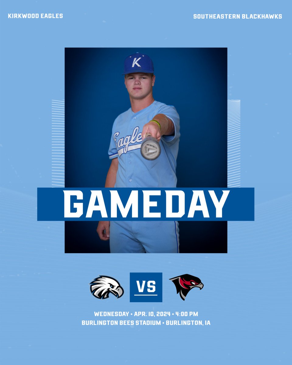 ＢＡＳＥＢＡＬＬ 🆚 #7 Southeastern (27-8, 11-3 ICCAC) 🕓 4:00 PM 📍 Burlington Bees Stadium | Burlington, IA 💻 rb.gy/9mwdnu 📊 rb.gy/e05bad #GoEagles🦅⚾️ | @KCC_BSB