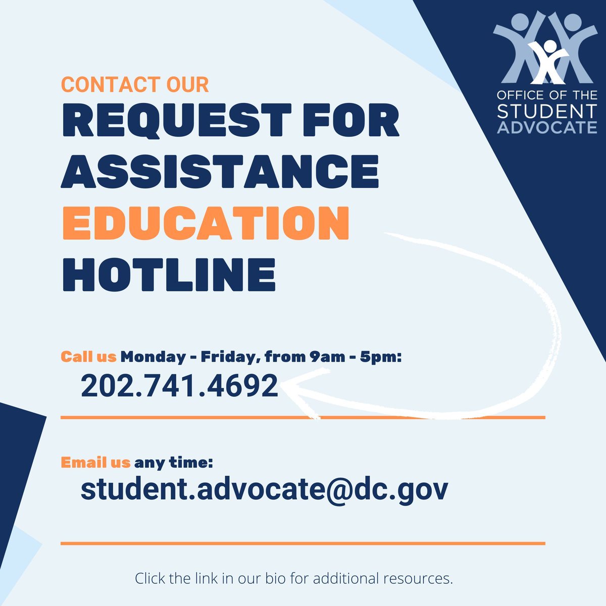 If you have any education-related issues or questions, give us a call! Our Request for Assistance education hotline is live: 🗓️ Monday - Friday 🕰️ 9am - 5pm. Call us today: 📞 (202)741-4692 Or submit a request for assistance here: buff.ly/3yJofdU