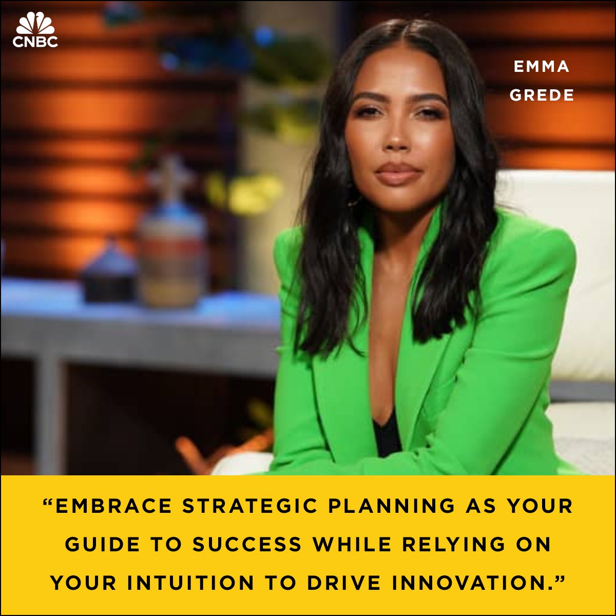 Entrepreneur and guest Shark Tank investor Emma Grede encourages entrepreneurs to trust their gut instincts. #sharktank #entrepreneurs #skims #successdriven #cnbc