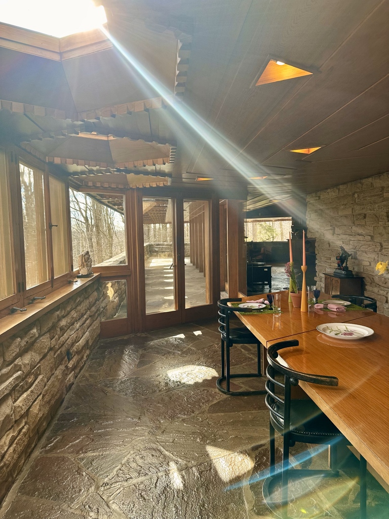 'More and more, so it seems to me, light is the beautifier of the building.' - Frank Lloyd Wright __ Experience the unique interior of a Frank Lloyd Wright home. Tours of Kentuck Knob are available on our website (link in bio) or call (724) 329-1901.