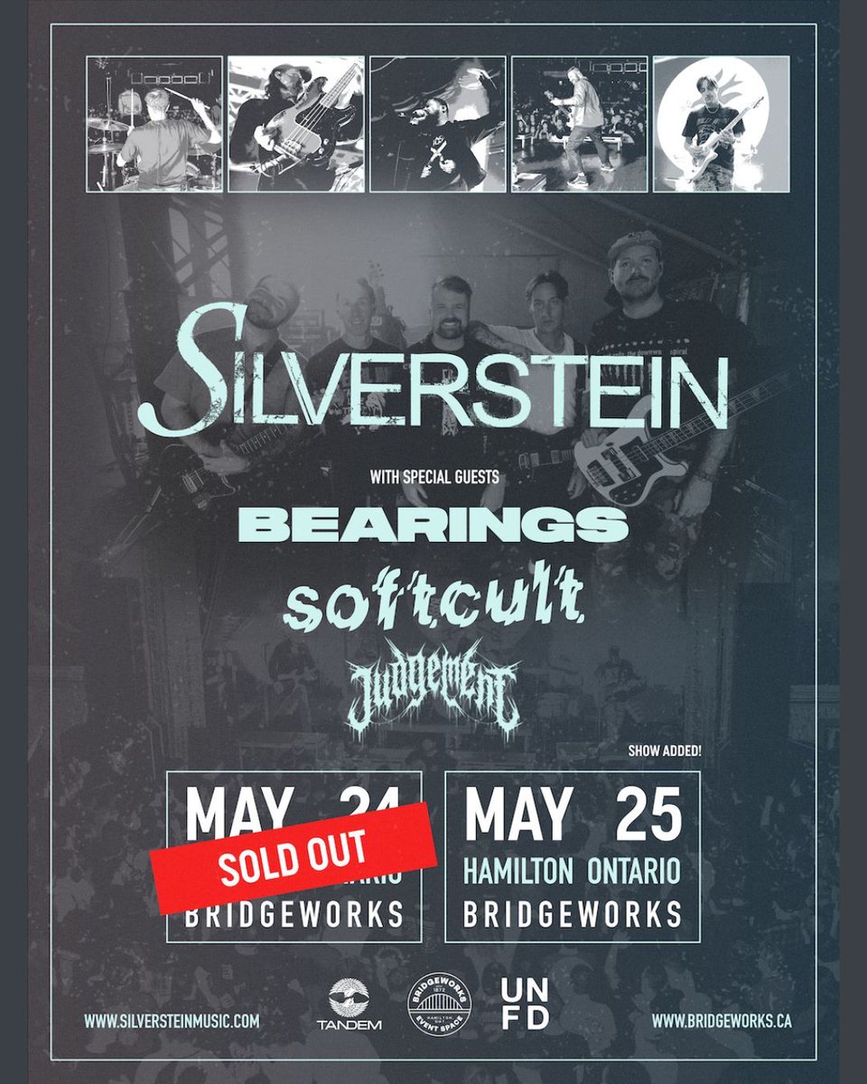 SECOND SHOW ADDED: Due to overwhelmingly popular demand we have added a SECOND @silverstein show at Bridgeworks on Saturday, May 25th! Tickets for this show will go on sale this Friday at 10am via bridgeworks.ca #hamont