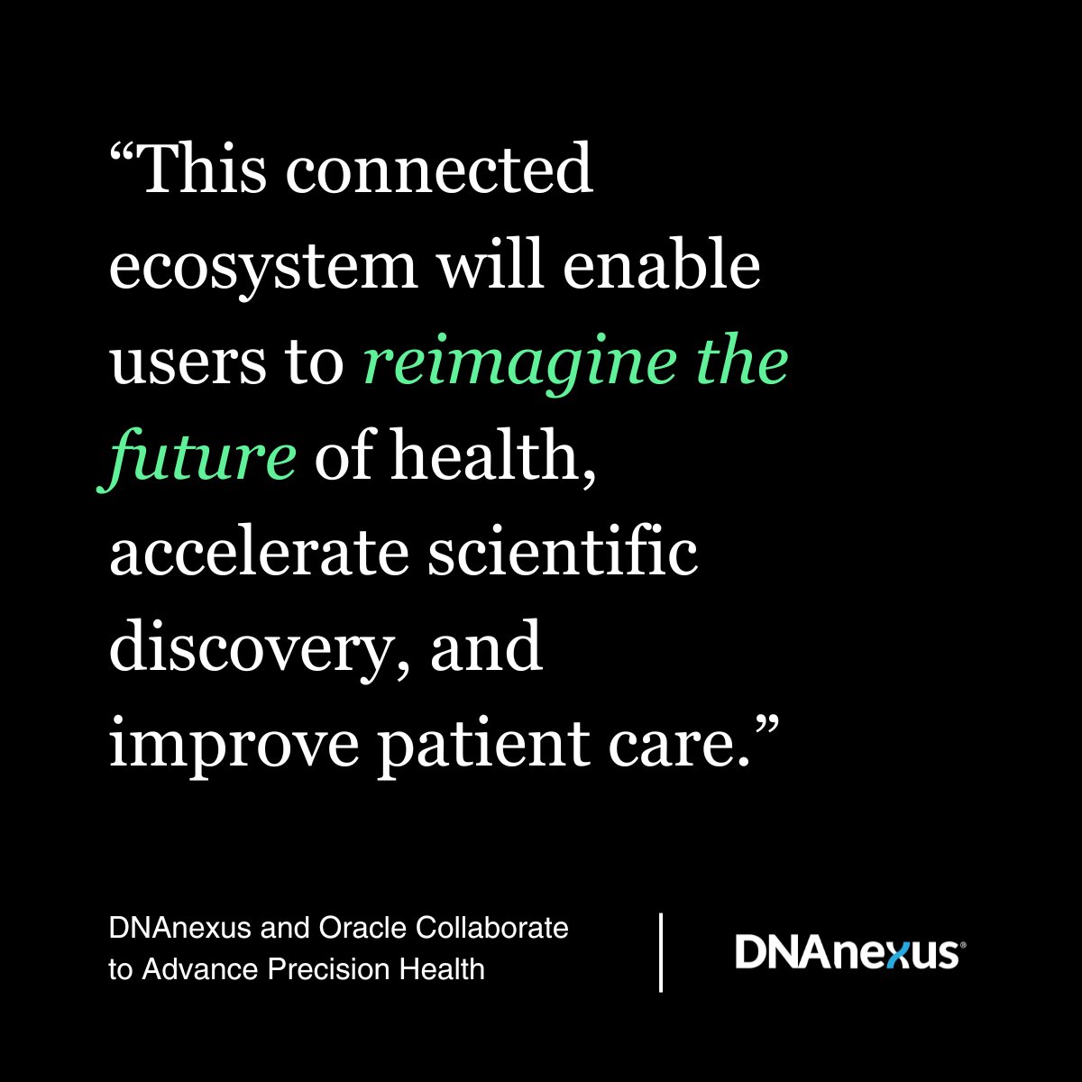 We are excited to announce we have teamed up with @Oracle to advance precision health by connecting our respective ecosystems. The DNAnexus platform will be available to global Oracle Cloud Infrastructure, Oracle Health, and Oracle Database customers. hubs.ly/Q02spjQR0