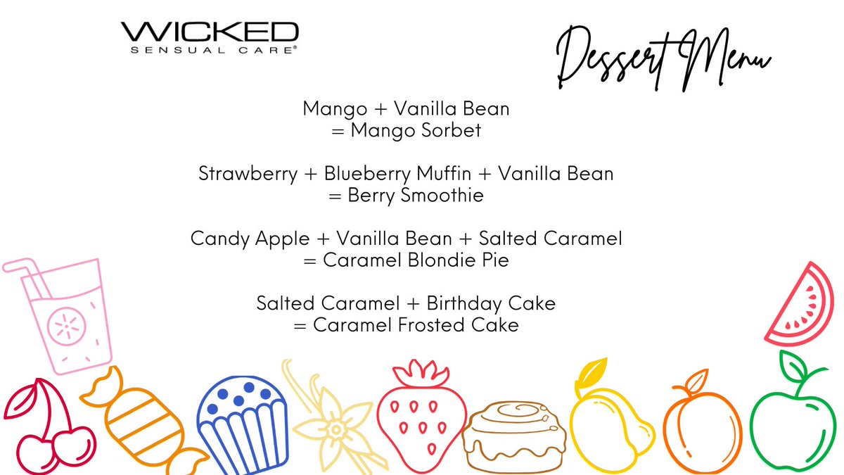 Even though our flavors are great on their own, you can combine them to make a delicious dessert-inspired combo! Leave us a comment and tell us which of these you are most excited to try first. Make sure you’re following us for more fun flavor combos. WickedSensualCare.com/product-catego…
