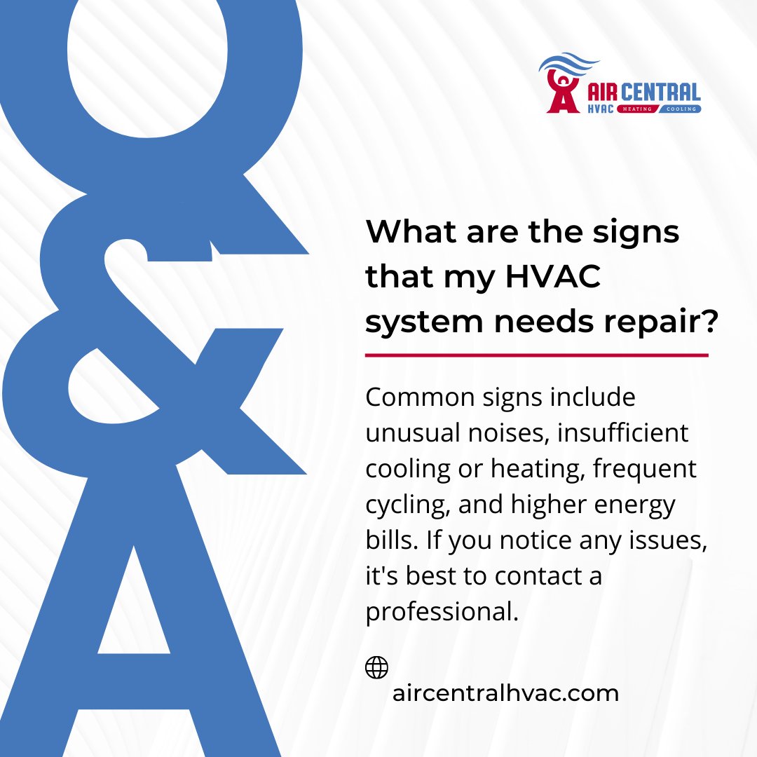 These signs suggest the system is not operating efficiently. 

When these issues arise, it's crucial to consult a professional for assessment and repair to prevent further damage and ensure your system is running optimally.

#aircentralhvac #garlandhvac #heatingandcooling