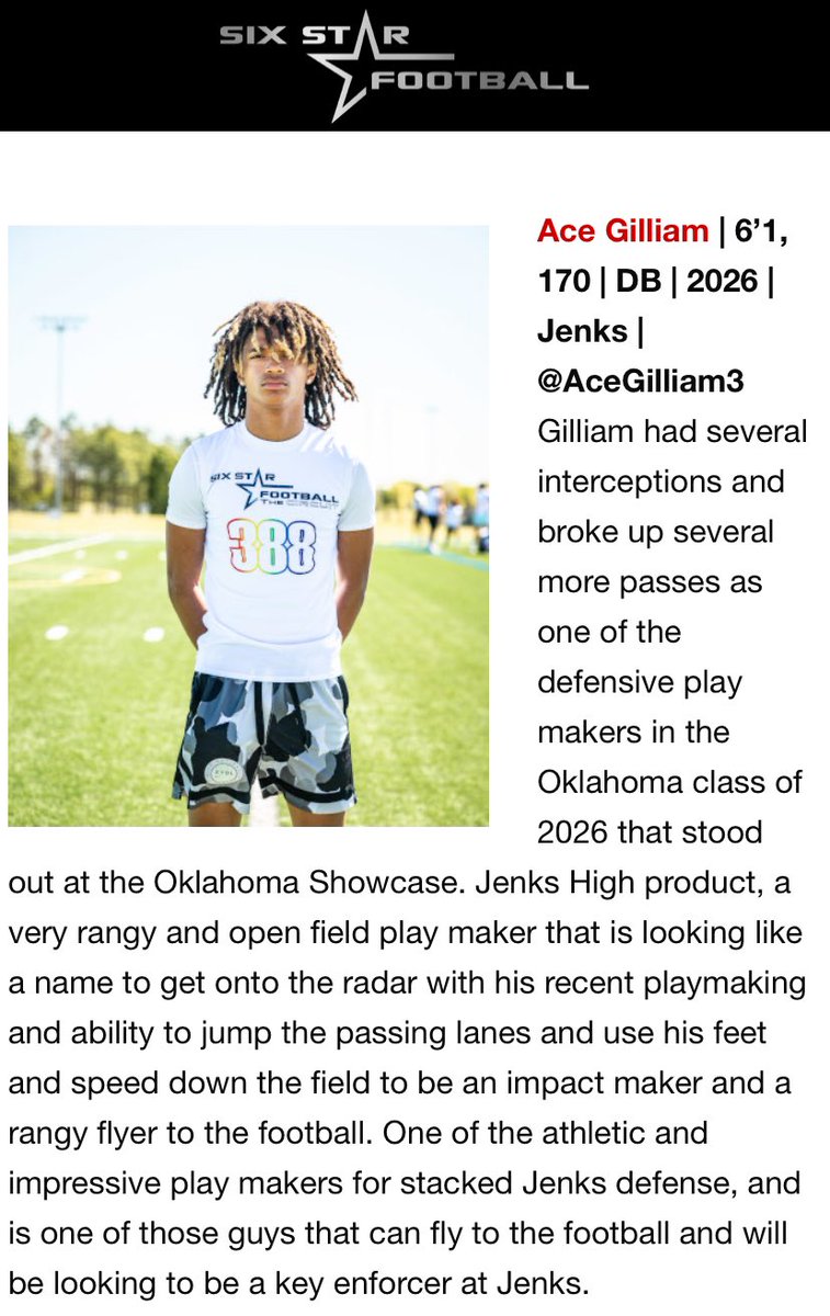 Appreciate the article @6starfootballOK had fun and learned from some good coaches! Thank you guys for the invite! @CoachAdamGaylor @_CoachGreenwood @jaywilkinson @JenksFootball