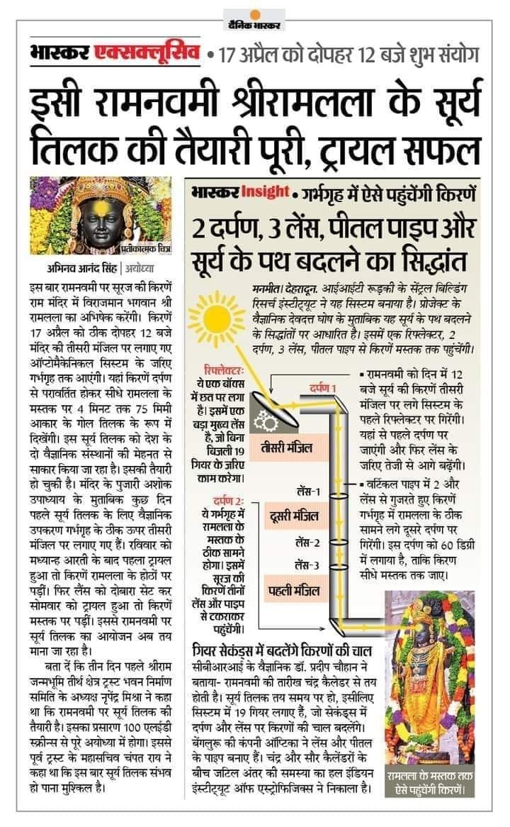 करोड़ों सनातनियों के जीवन के दीपक सूर्यवंशी प्रभु श्री राम को सूर्य तिलक करने की तैयारी।
#ramlalla #Ayodhya #ayodhyarammandir