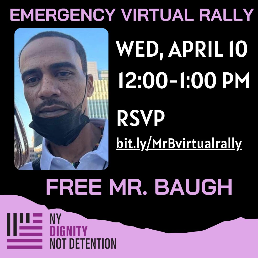 Today! Join Freedom to Thrive in demanding that ICE release Mr. Baugh immediately so that he can be with his loved ones: bit.ly/freeMrBaugh.